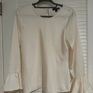J.Crew Winter Garden Top – Ivory/ Off-White – Size M – Ruffle Sleeve